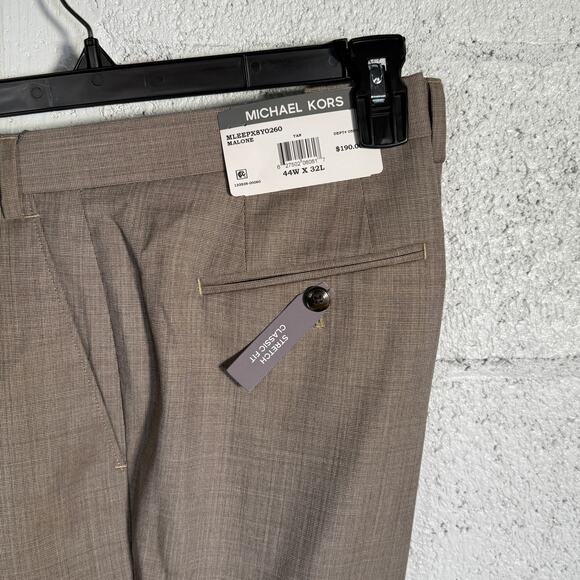 Michael Kors Men's Classic-Fit Stretch Wool-Blend Suit Pants Tan 44x32 $190 - Picture 4 of 10